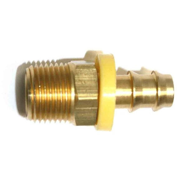 Interstate Pneumatics Easy Lock Brass Hose Fittings, Connectors, 3/8 Inch Push-Lock Barb x 3/8 Inch Male NPT End FL166